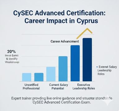 Chart showing higher salary potential and career mobility with the CySEC Advanced Certification in Cyprus.